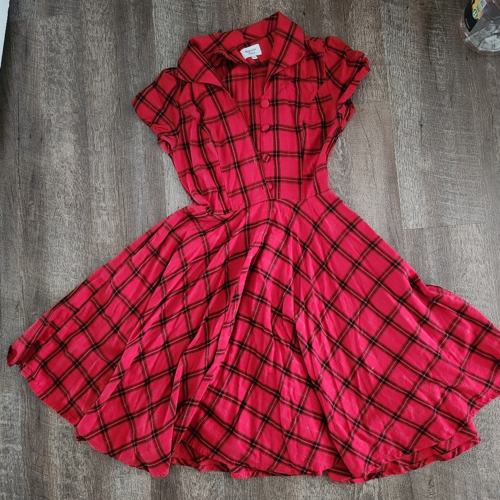 Unique Vintage Red Plaid Dress